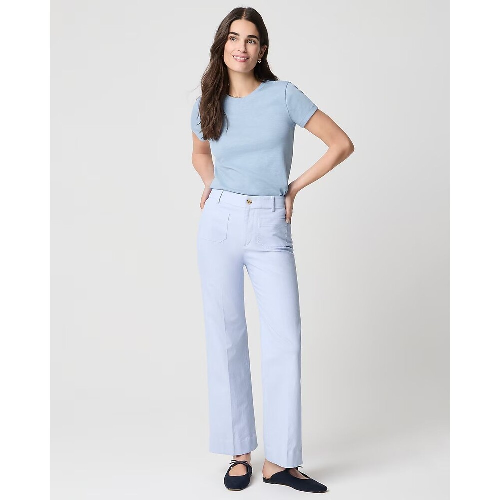 J.CREW Lizzie High Rise Patch Pocket Wide Pant 29T Blue White Stripe NWT B73